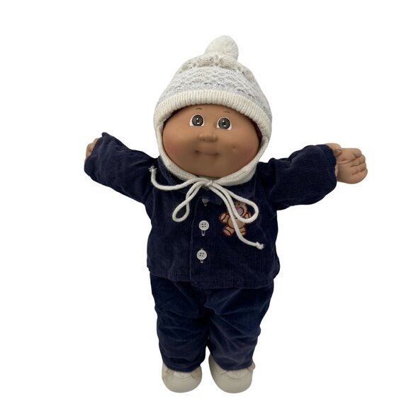 Cabbage Patch Kid Boy Doll 80's Red Curly Hair Corduroy Bear Suit Brown Eyes - Picture 2 of 16